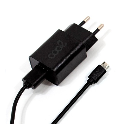 COOL | Carregador Conector de Rede Micro-usb Universal 2,1 Amp Kit 2 em 1 Preto