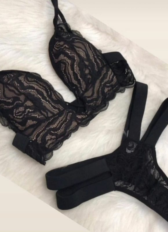 LINGERIE DECOTE TAY - Preto/Bege LINGERIE DECOTE TAY - Preto/Bege