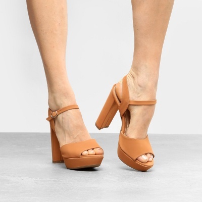 Sandália Ala Meia Pata Salto Bloco Feminina