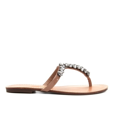 Rasteira com Pedraria Santa Lolla Feminina - Nude