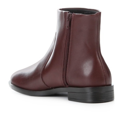 Bota Couro Santa Lolla Cano Curto Salto Flat Feminina - Vinho