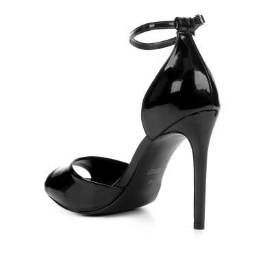 Sandália Loucos & Santos Salto Fino Meia Pata Verniz - Preto