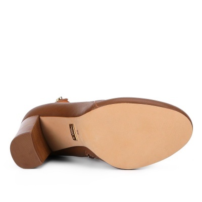 Bota Couro Chelsea Jorge Bischoff Salto Alto Grosso - Conhaque