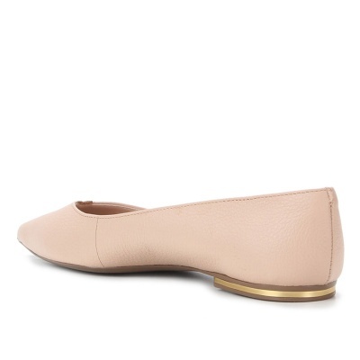 Sapatilha Couro Loucos & Santos Bico Fino Recortada - Bege