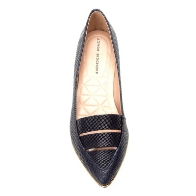 Sapatilha Couro Jorge Bischoff Lezard Bico Fino Feminina