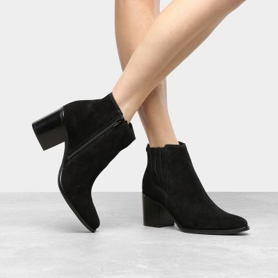 Bota Country Couro Loucos & Santos Salto Grosso Feminina - Preto