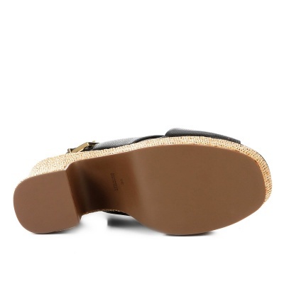Sandália Couro Loucos & Santos Flatform Ráfia Feminina - Preto