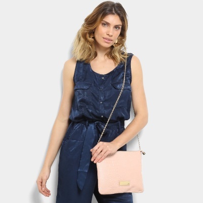 Bolsa Couro Jorge Bischoff Flat Feminina - Rosa