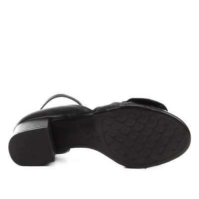 Sandália Couro Santa Lolla Salto Grosso Laço Plissado Feminina