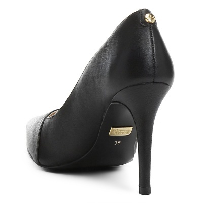 Scarpin Couro Jorge Bischoff Salto Alto Bico Fino