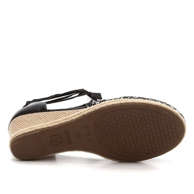 Sandália Anabela Via Uno Espadrille Amarração Fechada Tweed Feminina