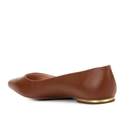 Sapatilha Couro Loucos & Santos Bico Fino Recortada - Caramelo