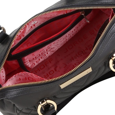 Bolsa Couro Jorge Bischoff Handbag Matelassê Feminina - Preto