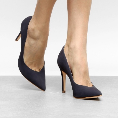 Scarpin Couro Jorge Bischoff Salto Alto Nobuck