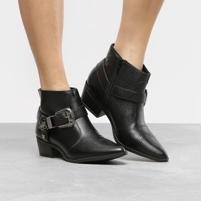 Bota Country Couro Loucos & Santos Western Feminina - Preto