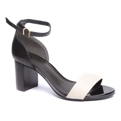 Sandália Couro Loucos & Santos Salto Grosso Detalhe Snake Feminina