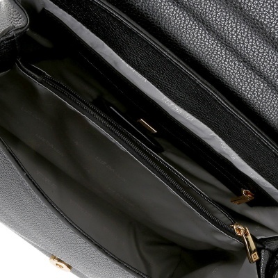 Bolsa Couro Luz da Lua Estruturada Fivela Feminina - Preto