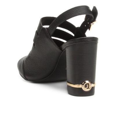 Sandália Couro Jorge Bischoff Salto Grosso Floater - preto