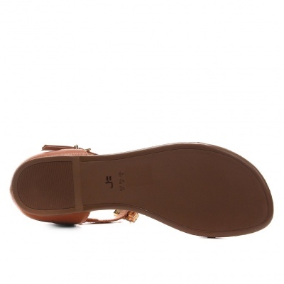 Sandália Rasteira Couro Jorge Bischoff Pedraria - Caramelo