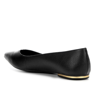 Sapatilha Couro Loucos & Santos Bico Fino Recortada - Preto