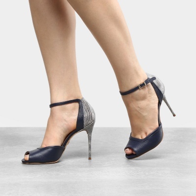 Sandália Couro Jorge Bischoff Salto Fino Pulseira Feminina