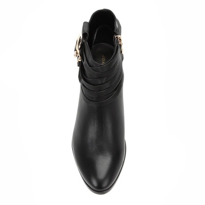 Bota Cano Curto Couro Jorge Bischoff Fivela Salto Grosso - Preto