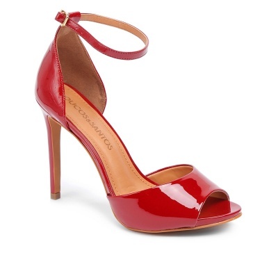 Sandália Loucos & Santos Salto Fino Meia Pata Verniz - Vermelho