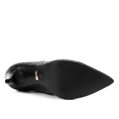 Bota Couro Chelsea Salto Alto Textura - Preto