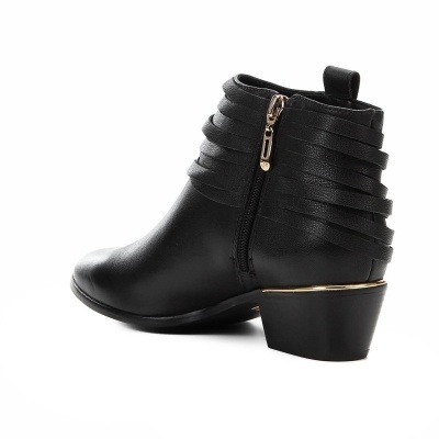 Bota Cano Curto Couro Jorge Bischoff Fivela Salto Grosso - Preto