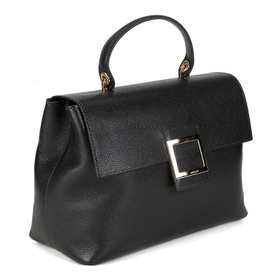 Bolsa Couro Luz da Lua Estruturada Fivela Feminina - Preto
