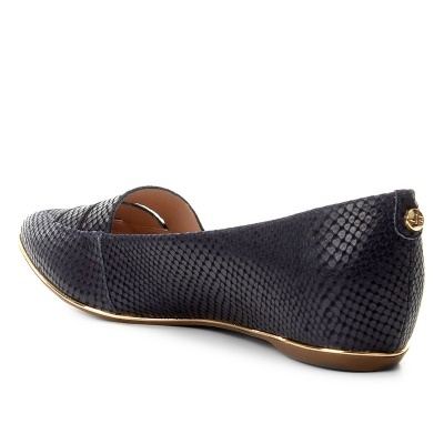 Sapatilha Couro Jorge Bischoff Lezard Bico Fino Feminina