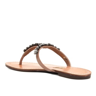 Rasteira com Pedraria Santa Lolla Feminina - Nude