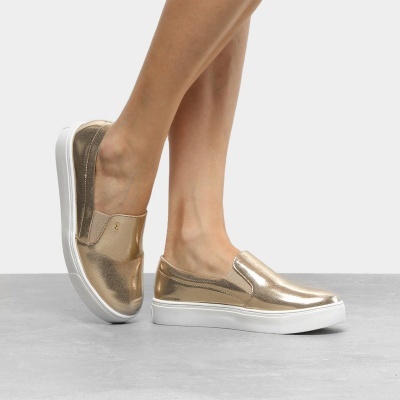 Slip On Santa Lolla Logo Feminino - Dourado
