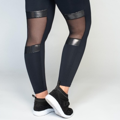 CALÇA LEGGING HOLOGRÁFICO - Preto/prata