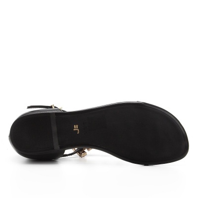 Sandália Rasteira Couro Jorge Bischoff Pedraria - Preto