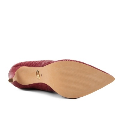 Bota Couro Chelsea Salto Alto Textura - Vinho