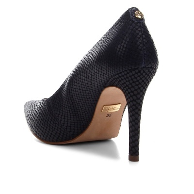 Scarpin Couro Jorge Bischoff Salto Alto Croco Lezard
