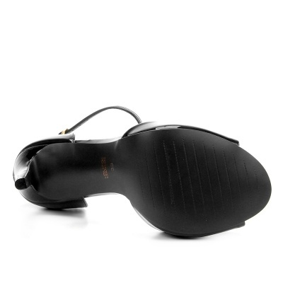 Sandália Loucos & Santos Salto Fino Meia Pata Verniz - Preto