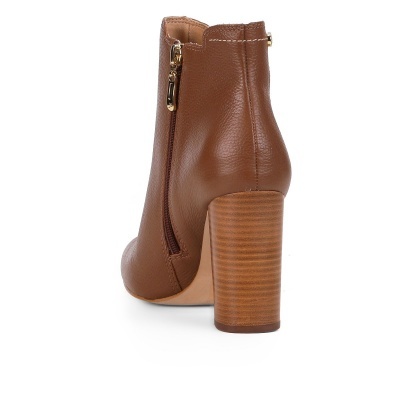 Bota Couro Chelsea Jorge Bischoff Salto Alto Grosso - Conhaque