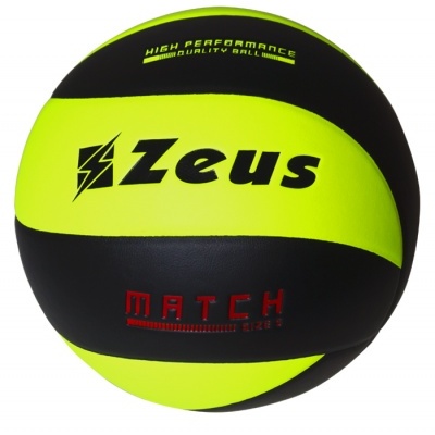 Bola de voleibol amarela fluorescente e preta com marca Zeus