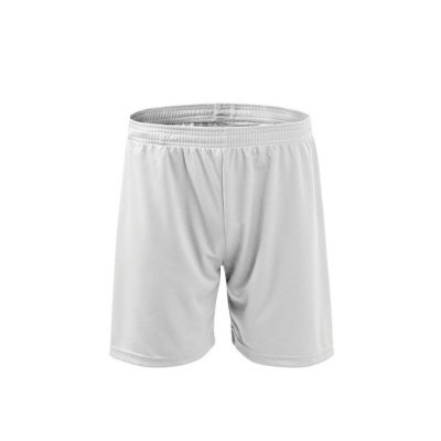 Calções desportivos brancos com cintura elástica em fundo branco