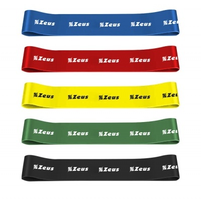 Conjunto de cinco bandas elásticas de resistência coloridas com logotipo Zeus